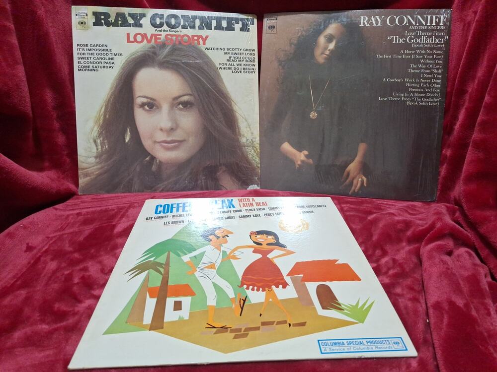 Ray Conniff Vinyl Lot (3) Love Story NM & Godfather EX- Both Shrink, Coffee VG+